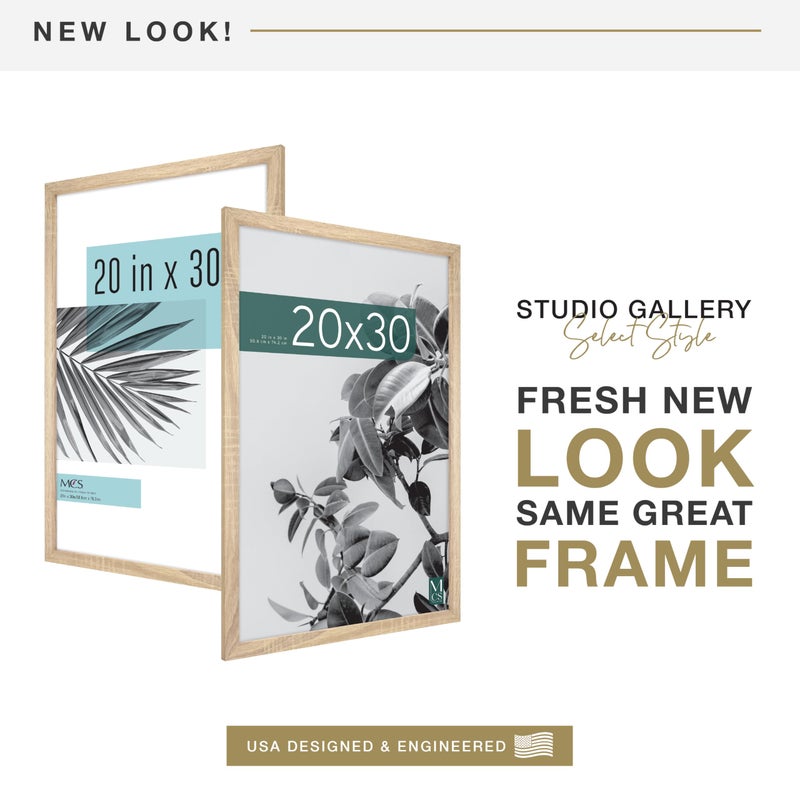 MCS Studio Gallery 20x30 Poster Frame Natural Woodgrain Engineered Wood, Vertical & Horizontal Wall Hanging Large Picture Frame for Photos, Posters & Art Prints (1-Pack) - Image 2
